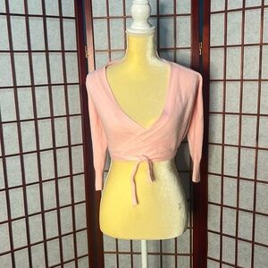 Baby Pink Cropped Wrap Sweater